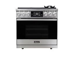35-7/8 x 27-1/2 x 36-1/8 in. 22000 BTU 4.8 cu. ft. 6-Burner Dual Fuel Sealed Freestanding Range in Silver Stainless