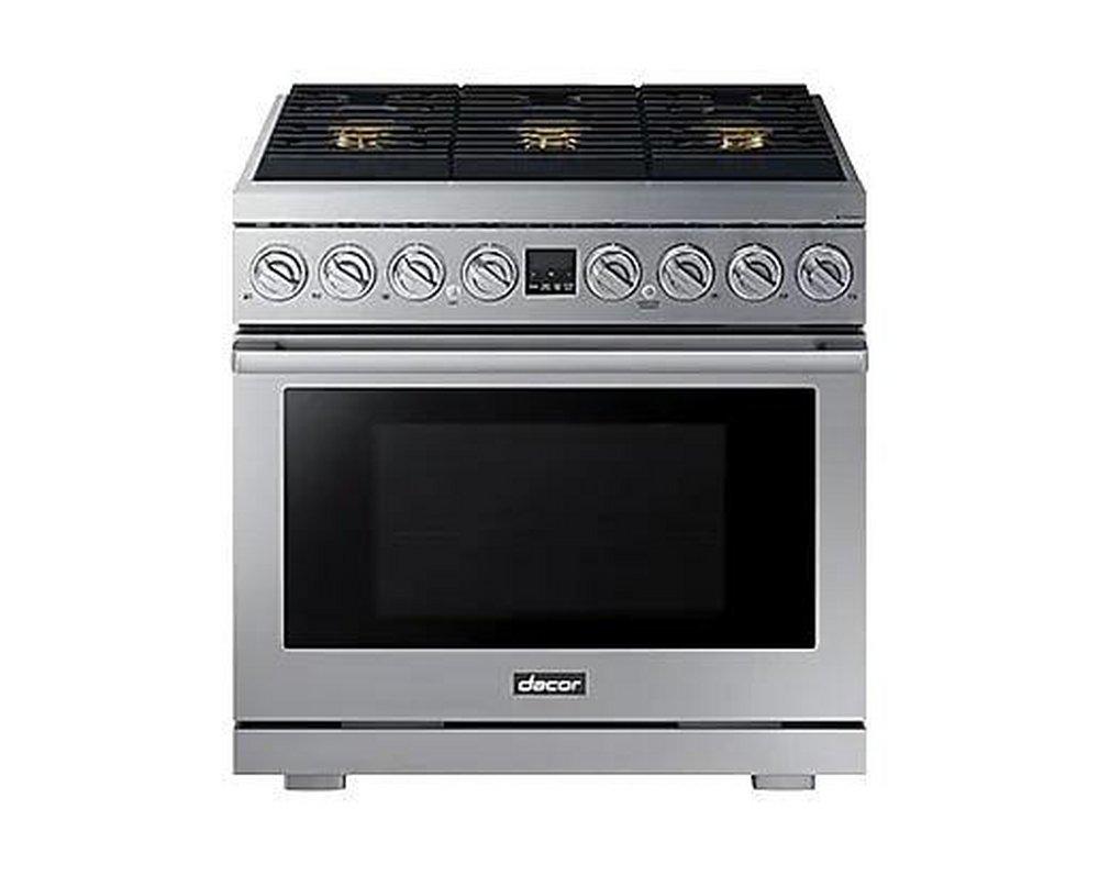 36 DUAL FUEL PRO-RANGE 6 BURNERS TRANSITIONAL SILVER NG/LP 