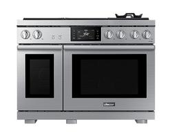 47-7/8 x 28-3/4 x 36 in. 25000 BTU 7.7 cu. ft. 6-Burner Gas Sealed Freestanding Range in Silver Stainless