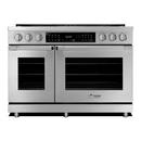 48 DUAL FUEL PRO-RANGE 6 BURNERS WITH GRIDDLE TRANSITIONAL SILVER NG/LP