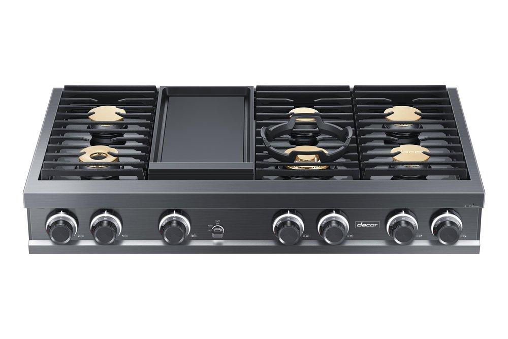 48 GAS RANGETOP 6 BURNERS WITH GRIDDLE GRAPHITE NG/LP 