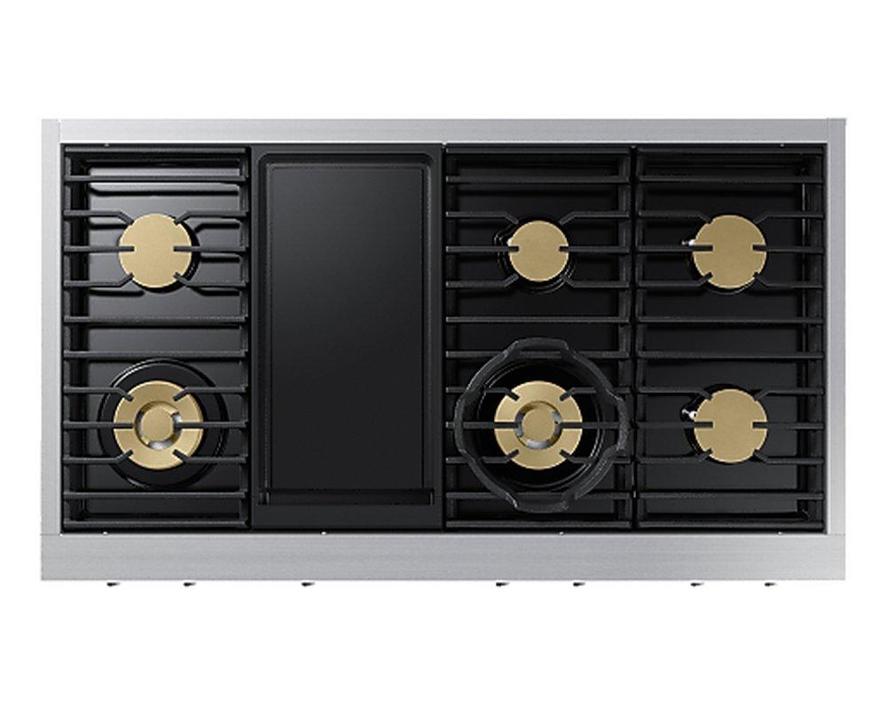 48 GAS RANGETOP 6 BURNERS WITH GRIDDLE SILVER NG/LP 