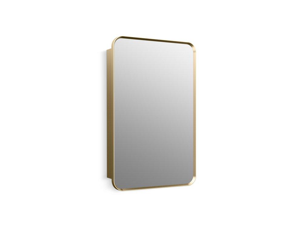 KOHLER Moderne Brushed Gold 22 x 34 in. Recessed and Surface Mount Medicine Cabinet 