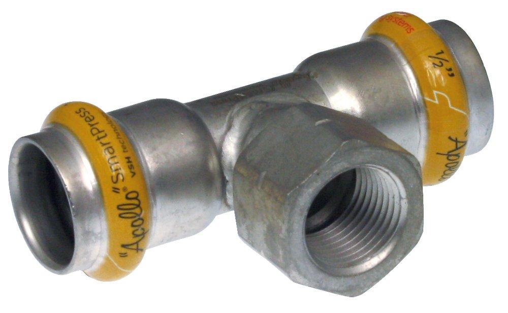 1X1X1/2 316 SS TEE - FEMALE P X P X FPT WITH HNBR SEALING ELEMENT 