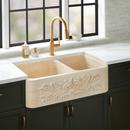 36 SILBURY IVY 60/40 OFFSET DOUBLE BOWL MARBLE FARMHOUSE SINK - EGYPTIAN CREAM 