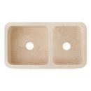 36 in. Farmhouse Ivy Marble Double Bowl Kitchen Sink in Egyptian Cream 