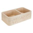 36 in. Farmhouse Ivy Marble Double Bowl Kitchen Sink in Egyptian Cream 