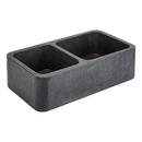 36 FINBROOK CHISELED 60/40 OFFSET DOUBLE BOWL GRANITE FARMHOUSE SINK - BLUE GRAY 