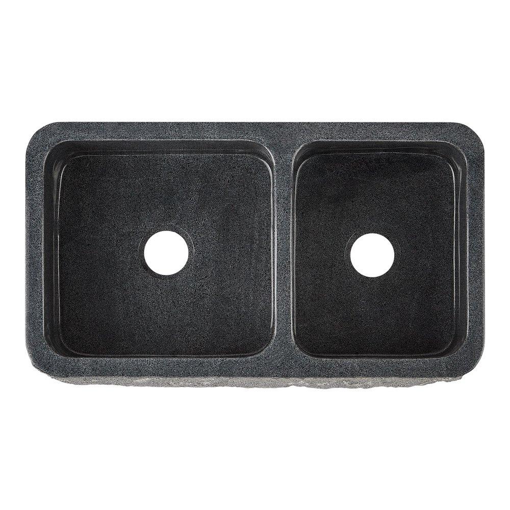 Signature Hardware Blue Grey 36 in. Farmhouse Granite Double Bowl Kitchen Sink 