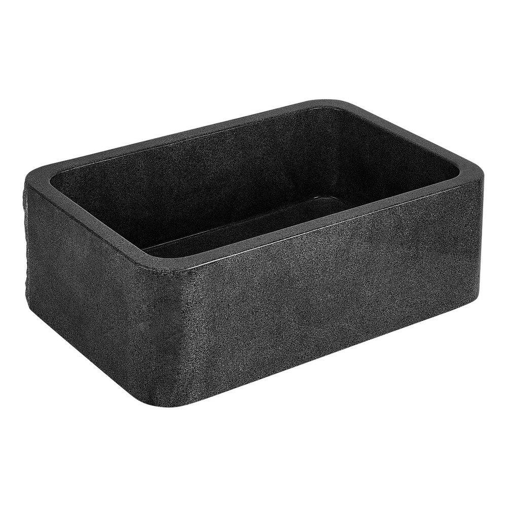 Signature Hardware Black 30 in. Farmhouse Granite Single Bowl Kitchen Sink 