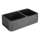 36 FINBROOK CHISELED 60/40 OFFSET DOUBLE BOWL GRANITE FARMHOUSE SINK - BLACK 