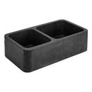 Signature Hardware Black 36 in. Farmhouse Granite Double Bowl Kitchen Sink 