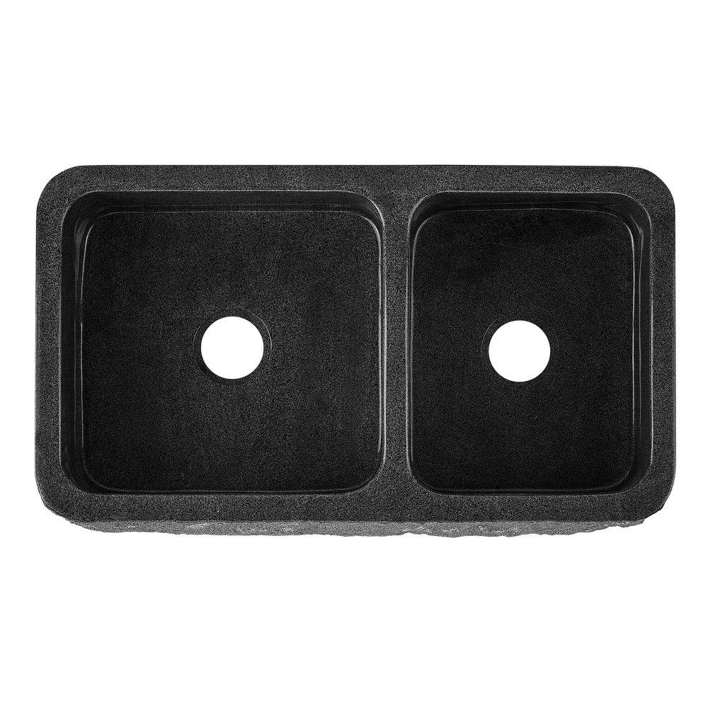 Signature Hardware Black 36 in. Farmhouse Granite Double Bowl Kitchen Sink 