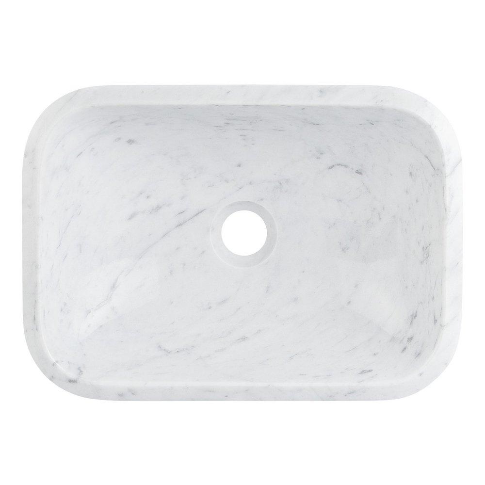 16-5/8 in. Vessel Mount Rectangular Marble Bathroom Sink in Carrara 
