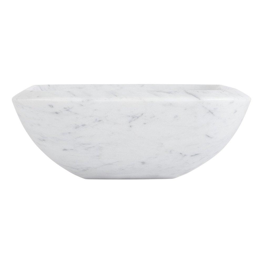 16-5/8 in. Vessel Mount Rectangular Marble Bathroom Sink in Carrara 