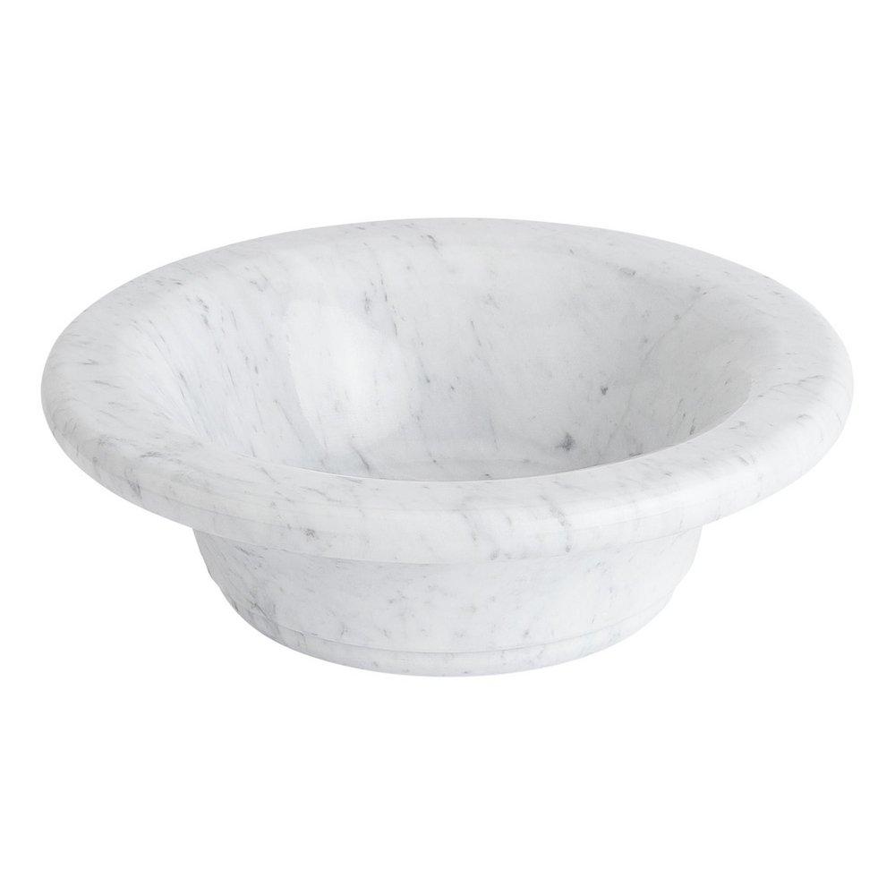 17 in. Vessel Mount Round Marble Bathroom Sink in Carrara 