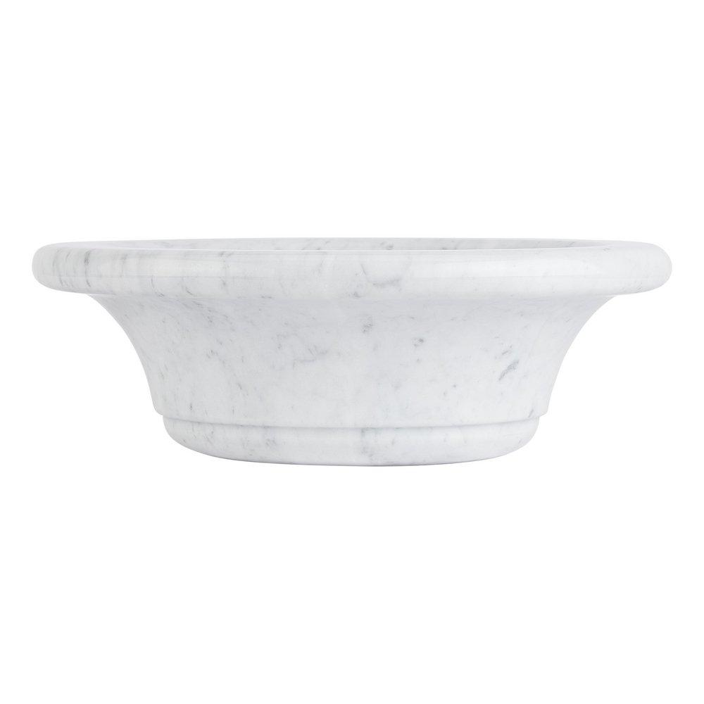 17 in. Vessel Mount Round Marble Bathroom Sink in Carrara 