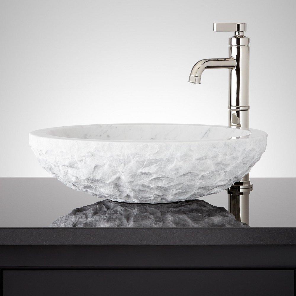 THURBER OVAL MARBLE VESSEL SINK - CARRARA 