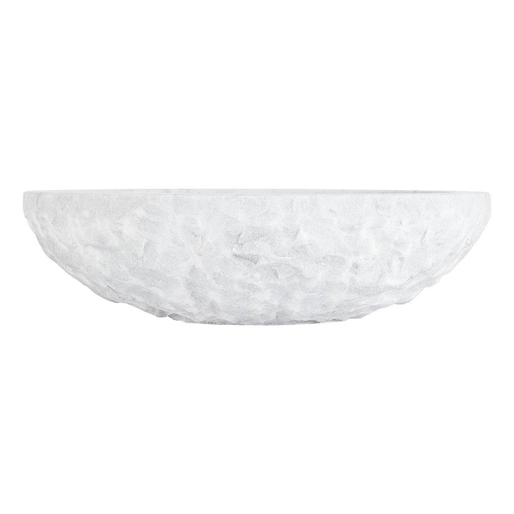 18-1/4 in. Vessel Mount Oval Marble Bathroom Sink in Carrara 