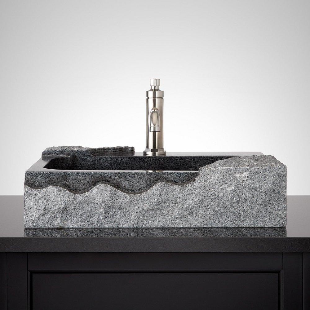 ARDWICK RECTANGULAR GRANITE VESSEL SINK - BLUE GRAY 