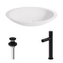 VIGO WISTERIA MATTE STONE VESSEL BATHROOM SINK WITH ASHFORD BATHROOM FAUCET AND POP-UP DRAIN IN MATTE BLACK 