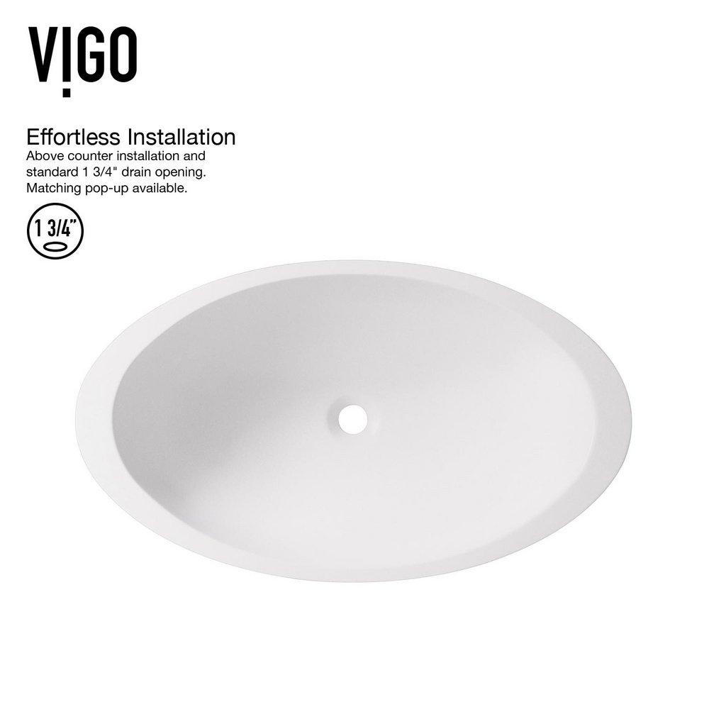 VIGO WISTERIA MATTE STONE VESSEL BATHROOM SINK WITH ASHFORD BATHROOM FAUCET AND POP-UP DRAIN IN MATTE BLACK 