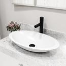 VIGO WISTERIA MATTE STONE VESSEL BATHROOM SINK WITH ASHFORD BATHROOM FAUCET AND POP-UP DRAIN IN MATTE BLACK 