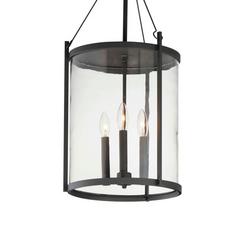 40W 3-Light Candelabra E-12 Incandescent Outdoor Pendant in Black