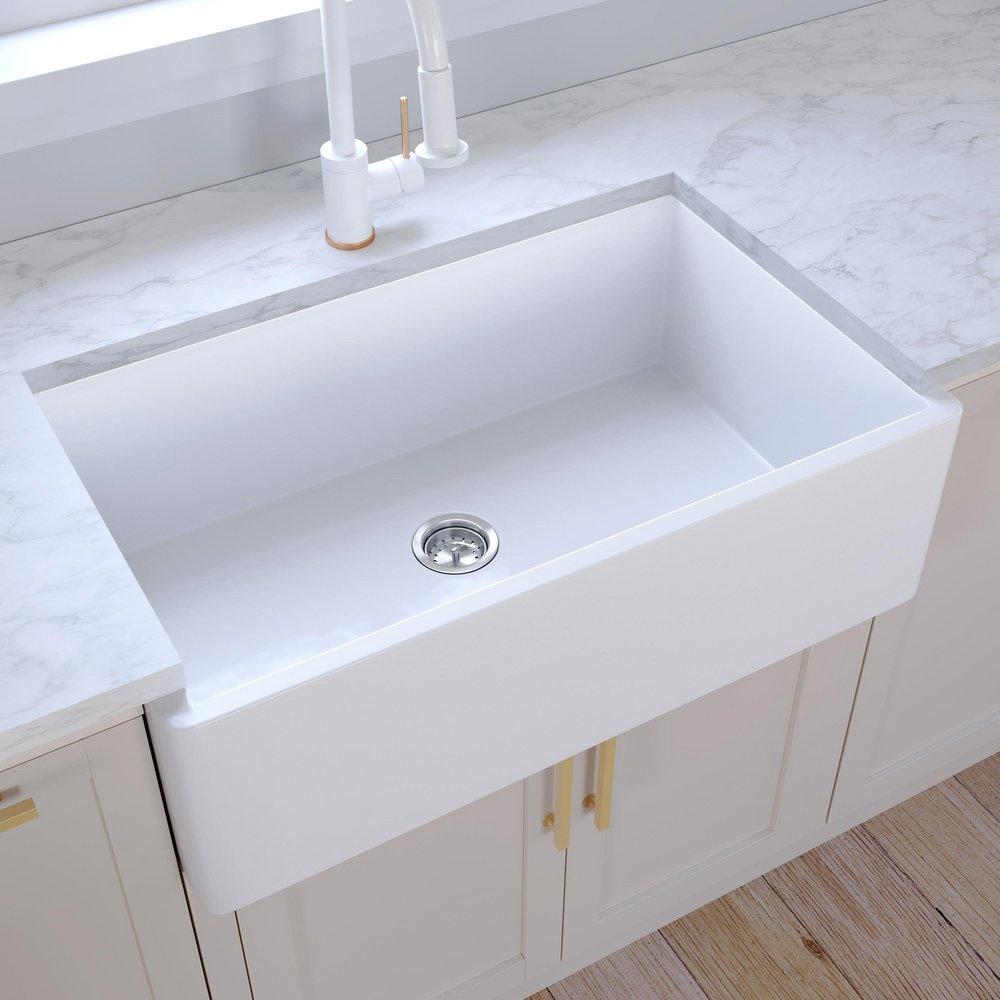 33 in. Single Bowl Fireclay Apron Kitchen Sink in White 