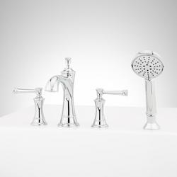Two Handle Roman Tub Filler Faucet with Hand Shower in Chrome (Trim Only)