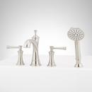 Two Handle Roman Tub Filler Faucet with Hand Shower in Brushed Nickel (Trim Only)
