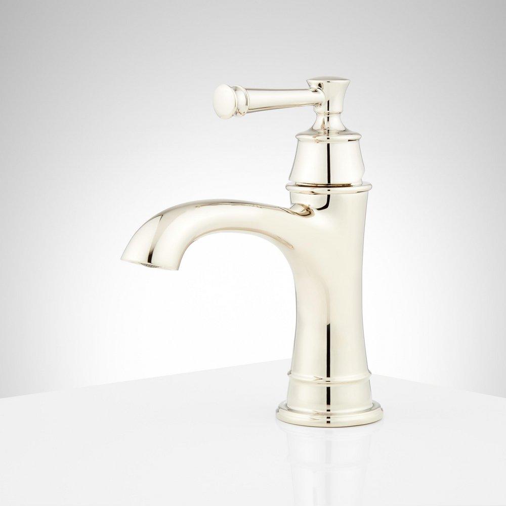 Single Handle Monoblock Bathroom Sink Faucet in Polished Nickel 