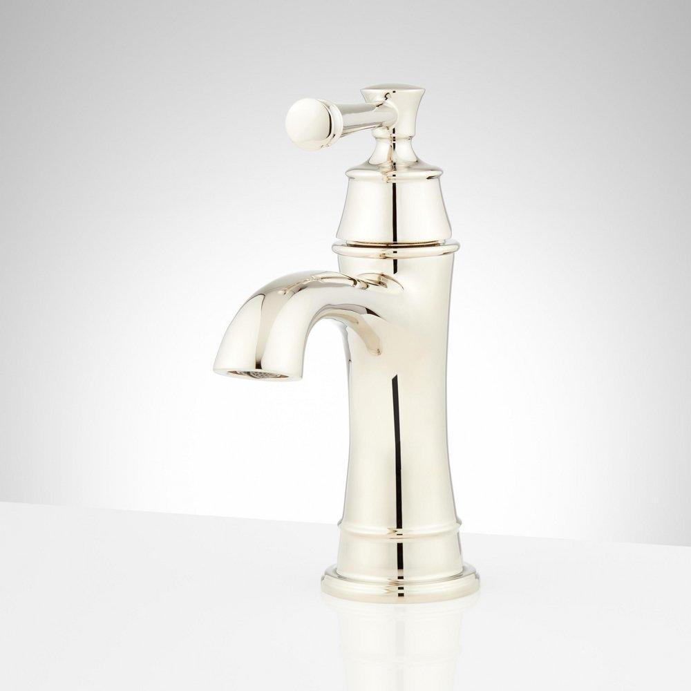Single Handle Monoblock Bathroom Sink Faucet in Polished Nickel 