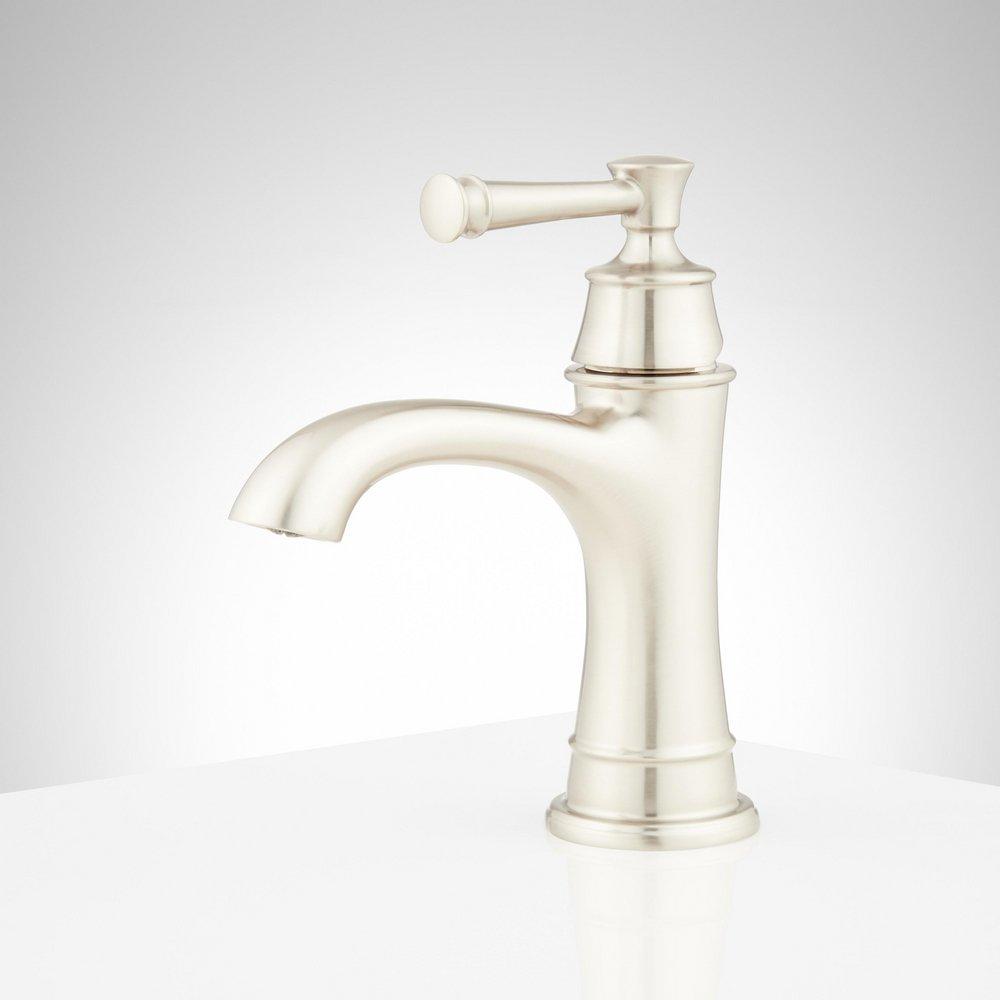 Signature Hardware Brushed Nickel Single Handle Monoblock Bathroom Sink Faucet 