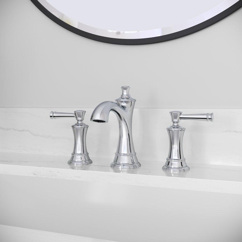 Signature Hardware Chrome Two Handle Widespread Bathroom Sink Faucet 