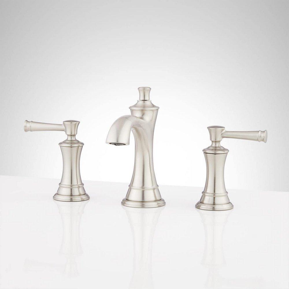 Signature Hardware Brushed Nickel Two Handle Widespread Bathroom Sink Faucet 