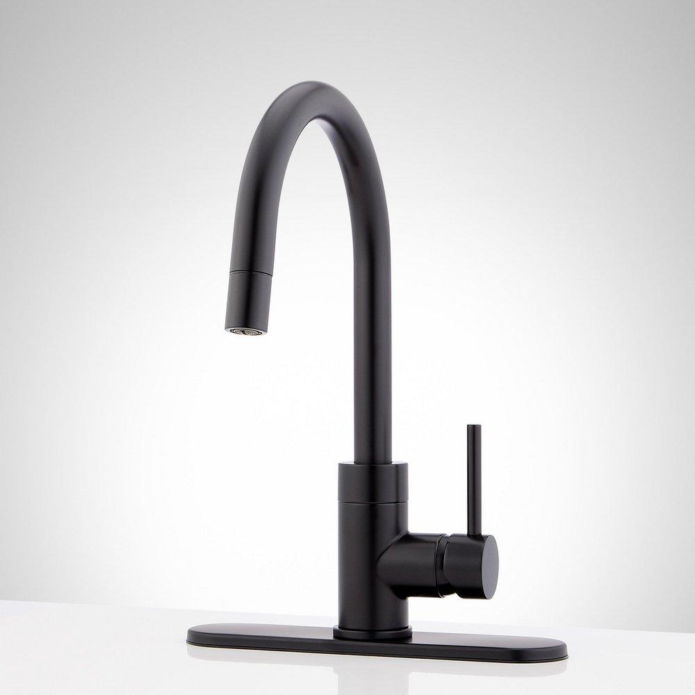 Signature Hardware Matte Black Single Handle Pull Down Bar Faucet 