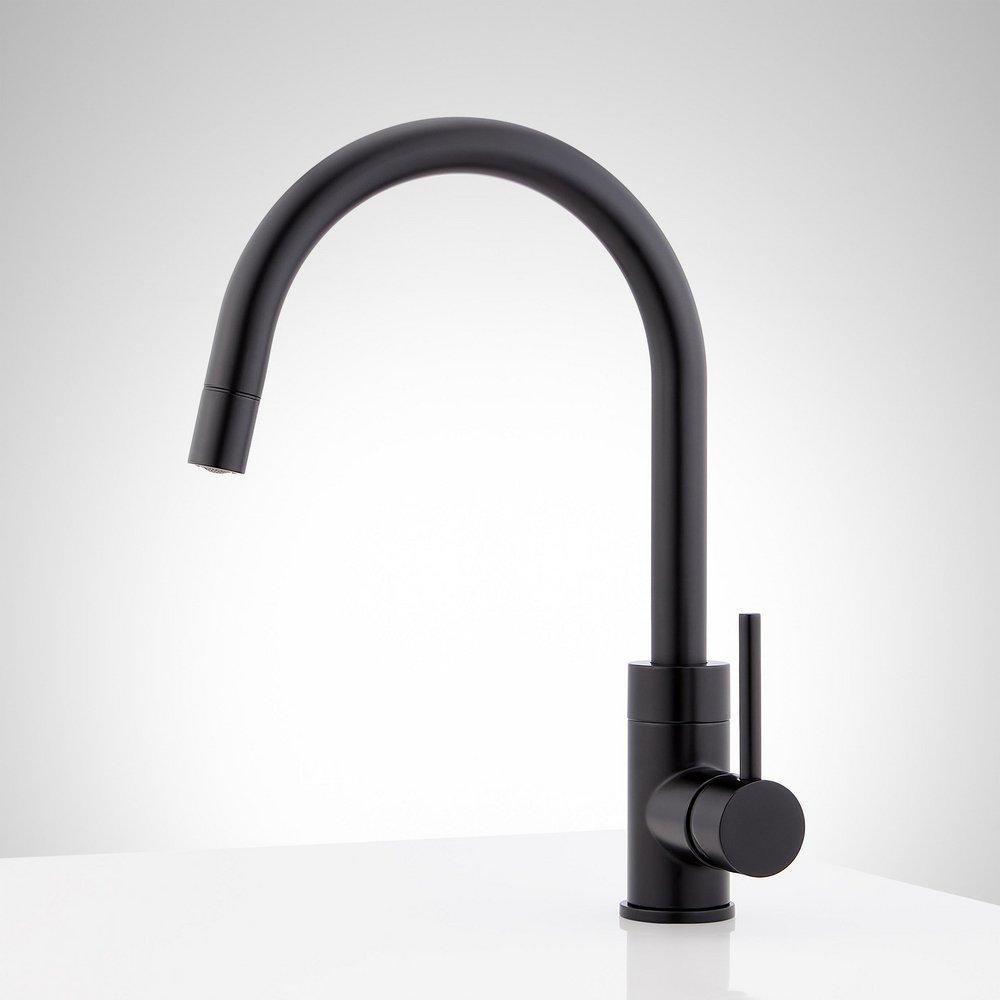 Signature Hardware Matte Black Single Handle Pull Down Bar Faucet 