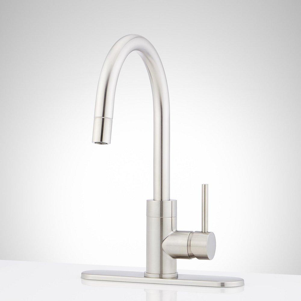 Signature Hardware Stainless Steel Single Handle Pull Down Bar Faucet 