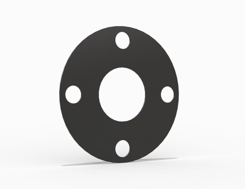 Full Face Gasket, EPDM EPDM, 2 1/2 in. ASME B16.5 Class 150, 0.125 in. Thick, 4 Bolt Holes 