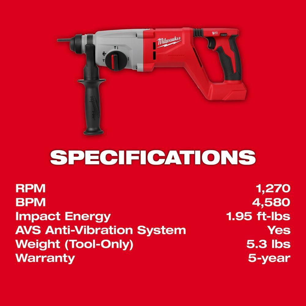 M18 BRUSHLESS 1 SDS PLUS D-HANDLE ROTARY HAMMER 