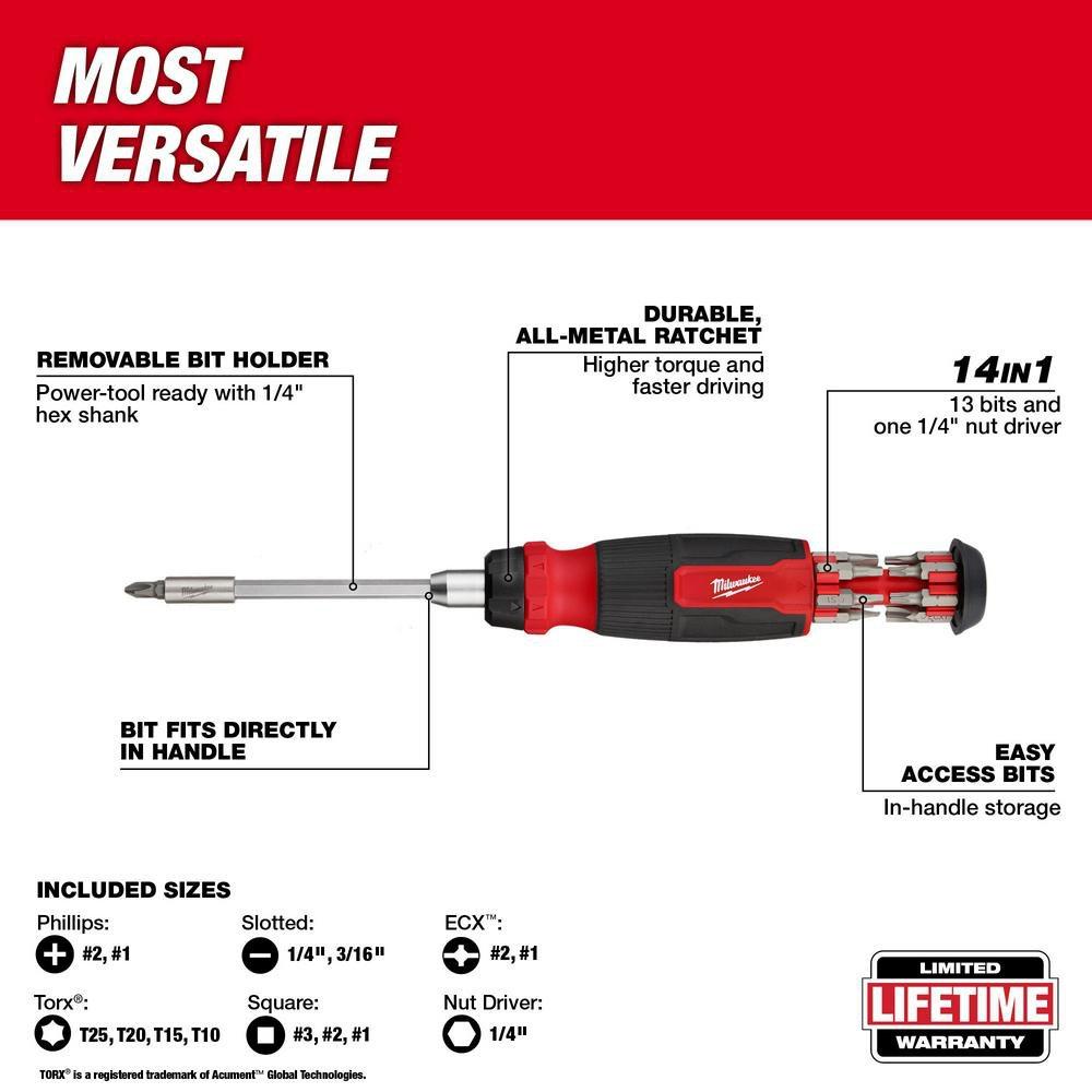 14-IN-1 RATCHETING MULTI-BIT SCREWDRIVER 