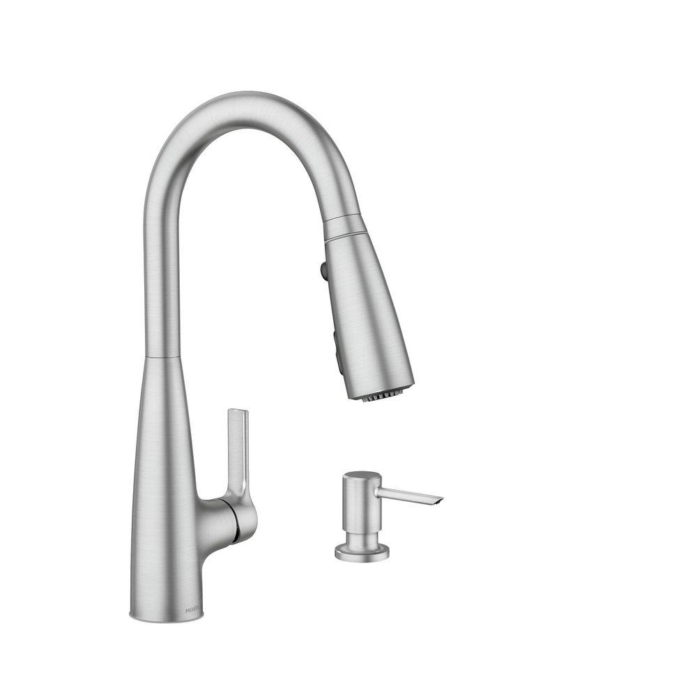 Moen Spot Resist Stainless Single Handle Pull Down Kitchen Faucet with Side Spray 