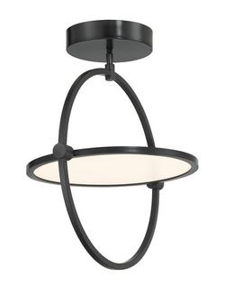1-Light LED Semi-Flush Mount Ceiling Light in Coal