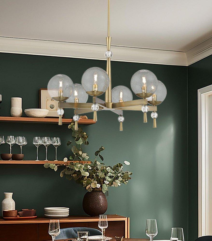 6-Light Chandelier in Aged Brass 