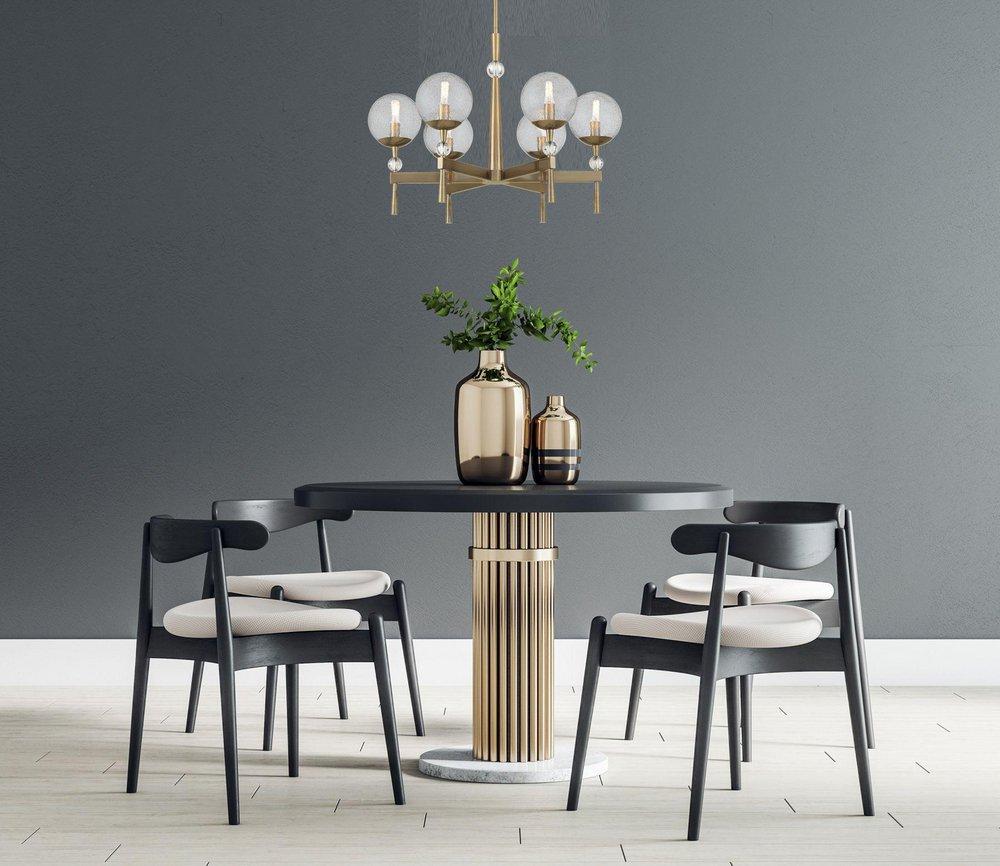 6-Light Chandelier in Aged Brass 