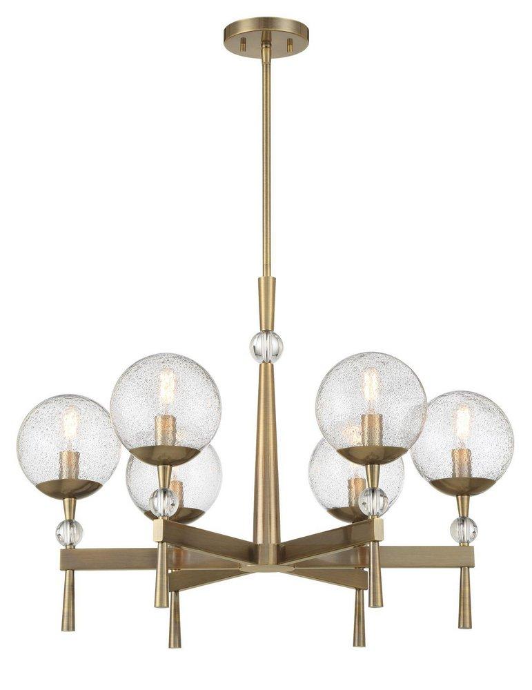 6-Light Chandelier in Aged Brass 