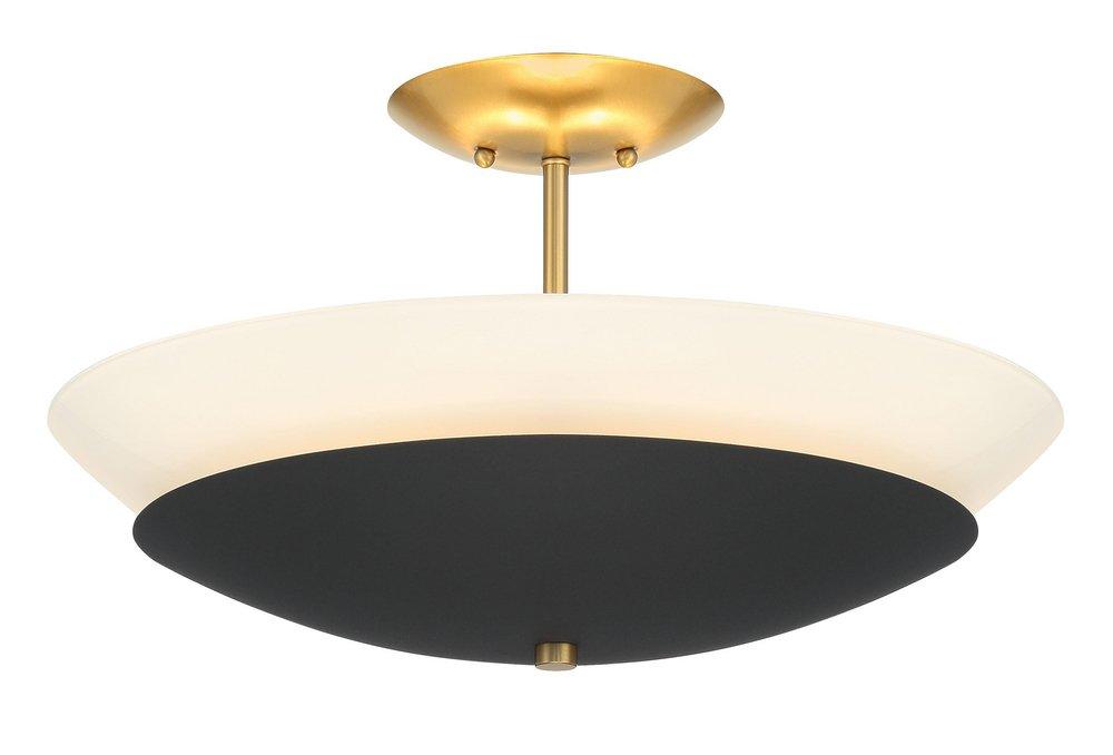 Minka Lavery Sand Coal/Soft Brass 3-Light Flush Mount Ceiling Fixture 