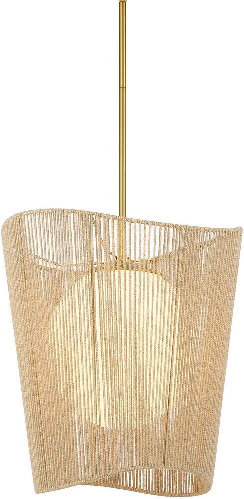 16 in. 1-Light Pendant with Natural Rope Shade 