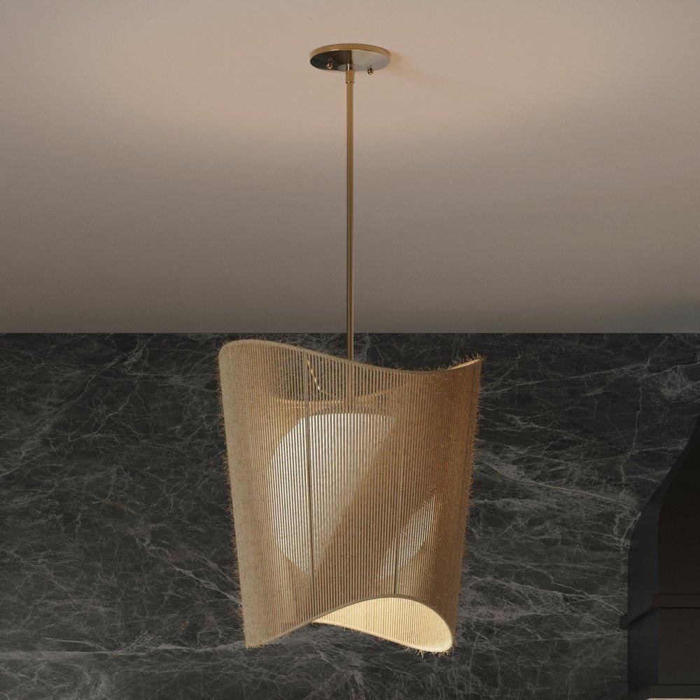 16 in. 1-Light Pendant with Natural Rope Shade 